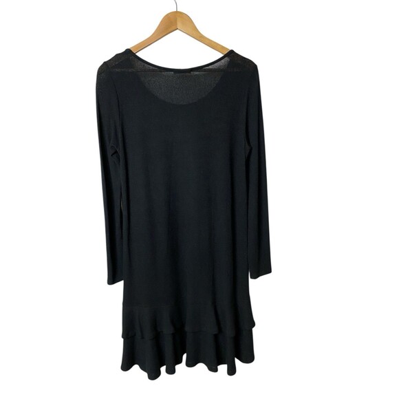 Promesa Women's Black Sweater Dress M Long Sleeve Ruffle Hem Soft Knit Boho USA - Picture 2 of 6